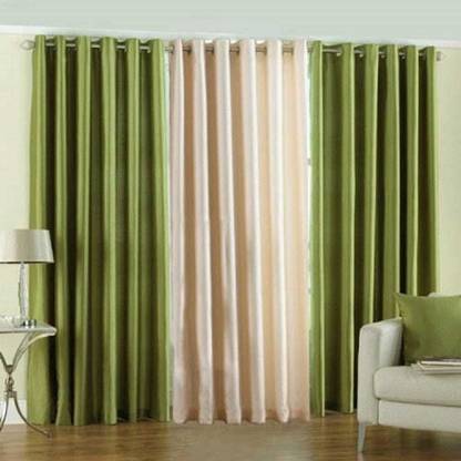 Mecors 152 Cm 5 Ft Polyester Window Curtain Pack Of 3 At Best In India Flipkart Com Polyester Window Curtain Pack, Green And Cream Curtains
