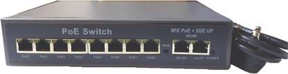 HANUTECH Poe Switch | 8 Port Poe Switch| Poe Switch 8 Port Rj45(10/100Mbps) + 2 Port Uplink Gigabit Rj45 (10/100/1000Mbps) CCTV Networking Poe Switch Ethernet RJ45 Switch 8 Ports 1000 Mbps Network Switch