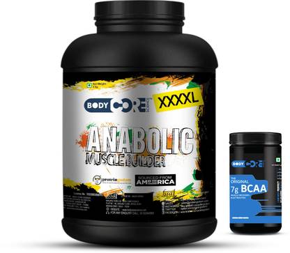 BCS XXXXL Anabolic Muscle Builder-3Kg(Chocolate) & The Original BCAA(Bleu Raspberry) Weight Gainers/Mass Gainers