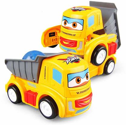 Humaira Robot Deform Engineering Vehicle Construction Truck Battery Operated Bump & Go Action 2 in 1 Converting Robot to Car Toy with 3D Lights and Music Truck Toy for Kids Boys