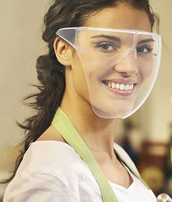 Synlark Full Face Covering, Protective Face Shield and Reusable Goggle Shield, Facial Protection and Mouth Shield, face covering Safety Face Shields with Glasses Frames Transparent (Pack of 1) Power Tool  Safety Goggle