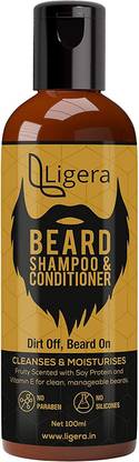 Ligera Beard Shampoo Plus Conditioner(Beard Wash) with Soy Protien, Aloe Vera and Vitamin E for Frizz Free Beard