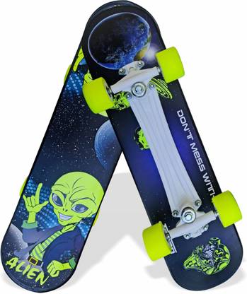 Jaspo Turbo 26"x 6.25" Inches Fiber Beginner Skateboard for 8 yrs & Above (Alien) 6.6 inch x 27.6 inch Skateboard
