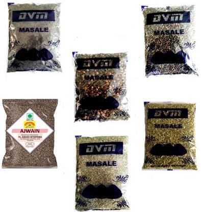 DVM KITCHEN Whole Spices Combo Pack Each 100GM Rai, Loung, Black Pepper, Ajwain, Fennel Seeds(Saunf), Jeera (Cumin) - (600 gm)