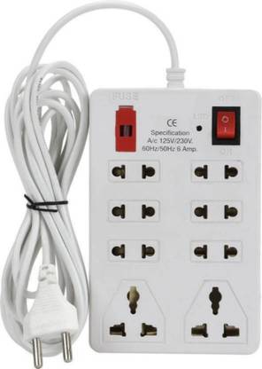 Sanhan ELECTRIC BOARD EXTENSION CORD POWER STRIP SURGE PROTECTOR MULTI PLUG 8 sockets with 3m wire 8  Socket Extension Boards