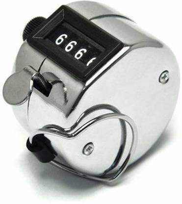 VAAMnational Counter Clicker Resettable Manual 4 Digit Registers 0-9999 Analog Tally Counter (Silver Pack of 1) Analog Tally Counter