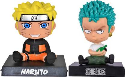 Daiyamondo Green Head One piece With Japanese Character Naruto Big Size Bobble Head - Action Figure Moving Head Bobblehead Spring Dancing PVC Bobble Spring Dancing Doll Toy Car Dashboard Bounce Toys for Car Interior Dashboard