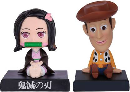 Daiyamondo Ninja Girl With Woody Big Size Bobble Head - Action Figure Moving Head Bobblehead Spring Dancing PVC Bobble Spring Dancing Doll Toy Car Dashboard Bounce Toys for Car Interior Dashboard