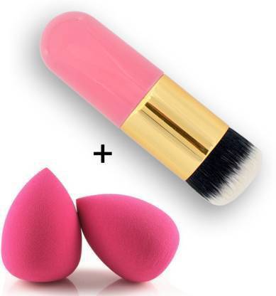 Glemmi Extra Soft Foundation Brush with 2 Sponge Puff Blender