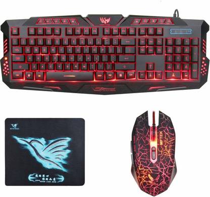 MFTEK Colour Changing Wired Gaming Keyboard Mouse and Mousepad Combo for pc, Laptops, Desktops Combo Set Designed for Gaming