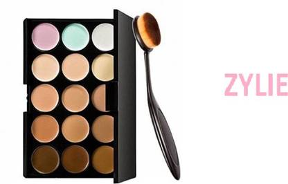 zylie 15 Colors contour Face Cream Makeup Concealer Palette & 1pc makeup oval brush Concealer