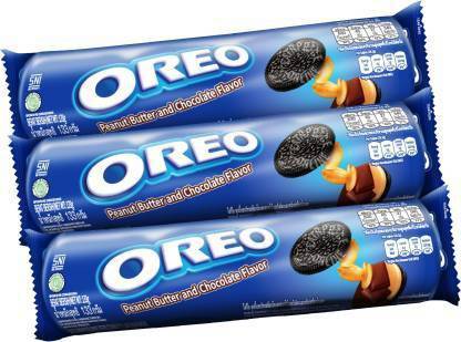 OREO Peanut Butter & Chocolate Cream Flavoured Sandwich Cookies 133X3gm (Imorted) (Pack Of 3) Cream Filled Biscuit