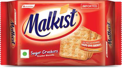 Malkist Sugar Crunchy Crackers Biscuits 135gm (12 Piece Per Pack) Plain Biscuit