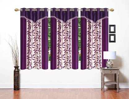 Stella Creations 154 cm (5 ft) Window Polyester Room Darkening Curtain (Pack Of 3)