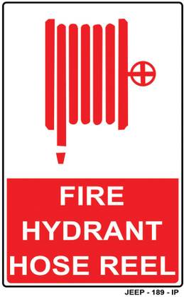 JEEPL FIRE HYDRANT HOSE REEL SIGN BOARD, ACP WITH VINYL ,12X8 INCHES (JE-189-IP) Emergency Sign