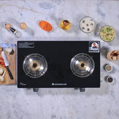 WONDERCHEF Ruby 2 Burner Glass Manual Gas Stove