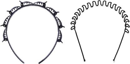 Ghelonadi Plastic and Metal Headband Combo Hair Clips Black Hair Band Hair Pin for Men, Women and Girls Hairstyle Hair Tools Head Band