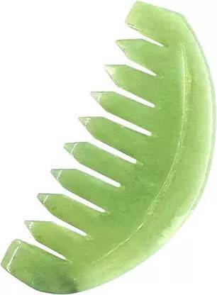 Zobha Natural Jade Stone Comb for Head Massage Natural Guasha Stone Scraping Hair Comb Scalp Care Massager Relaxation Tool