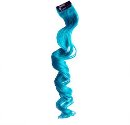 STREAK STREET AQUAMARINE BLUE CURLY CLIP-ON STRANDS Hair Extension