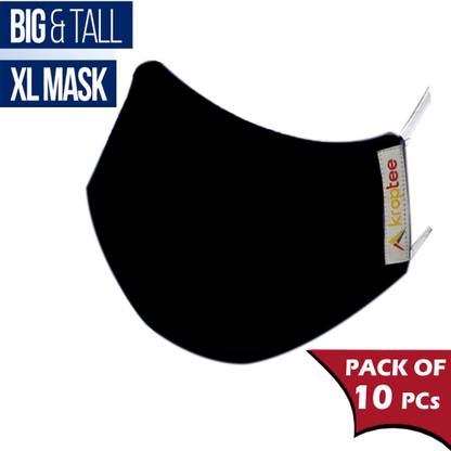 Kroptee (Pack of 10) PLAIN BLACK Mix Cotton Mask for Big Guy Designed Face Masks, with Air Pollution, Viruses & Bacteria and reduce odor with Premium Fabric used for Unisex (PACK OF 10) PLAIN BLACK FACE MASK FOR BIG FACE AND BEARD XL Reusable, Washable Cloth Mask