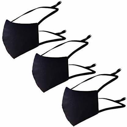 shaila's couture L toXL Face Masks (PACK OF 3) - for Men, with Adjustable Head Loop, for Beard, Bearded Men (Black) a 46 Washable, Reusable Cloth Mask