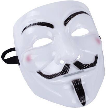 Offer99 White Vendetta Comic Face Anonymous Hacker Party Mask (O99-9) Pack of 1 Party Mask