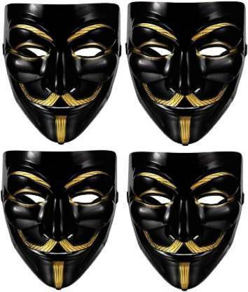 Offer99 Black Vendetta Comic Face Anonymous Hacker Party Mask (O99-1) Pack of 4 Party Mask