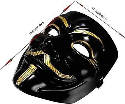 Offer99 Black Vendetta Comic Face Anonymous Hacker Party Mask (O99-3) Pack of 1 Party Mask