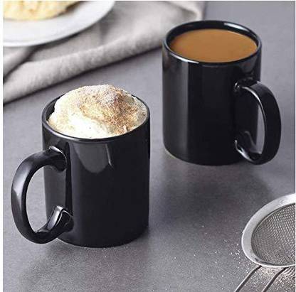 love unlimited Microwave safe Ceramic 225 ml Pure Black Tea/Milk/Coffees (Set of 2) Ceramic Coffee - Pipe Design Ceramic Coffee Mug