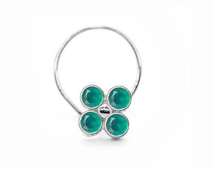 jsaj Emerald Sterling Silver Plated Sterling Silver Nose Stud