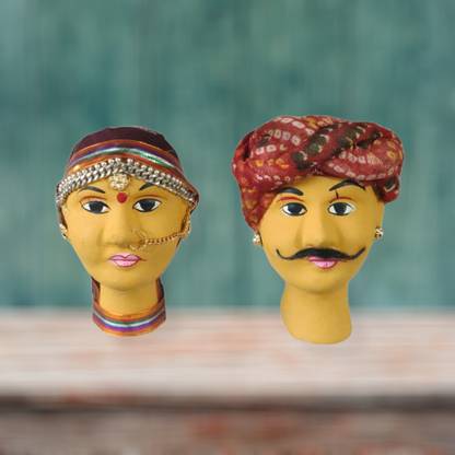 HandyMandy Rajasthani Kaka Kaki Set Home Decor Gift Decorative Showpiece  -  12.7 cm