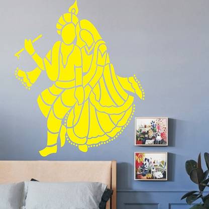 AMAZINGDECOR Size : - ( 16 X 24 ) Radha Krishna Reusable wall Art stencil (Pack of 1, Lord Krishna) PVC Wall stencil Stencil