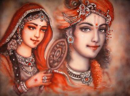 imbue Radha Krishna self adhesive vinyl painting without frame Digital Reprint 36 inch x 24 inch Painting