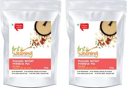 First Weaning Makhana Instant porridge mix, enriched with dry fruits, Pack of 2, 100g each Cereal