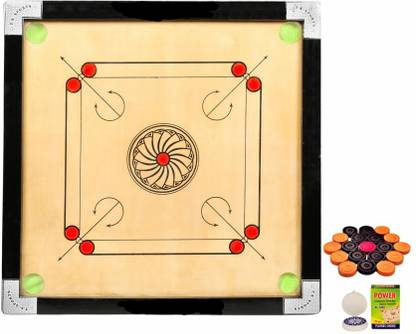 vnh Glossy Finish Wooden Medium Size(26inches)Carrom Board with Coins,Striker & Powder 30 cm Carrom Board