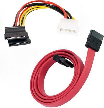 BIGGEAR Power Sharing Cable 0.15 m Combo Pack of SATA III (Sata 3) Cable with + 4 Pin IDE LP4 Male Molex to 15 Pin Dual SATA Y Splitter