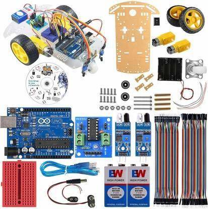 IDUINO Line Follower Robot Kit Using L293D Motor Driver Module Interfacing Compatible With Arduino Uno With Step by Step Instruction Manual Educational Electronic Hobby Kit