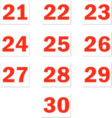 Mindcraftz Seriel Number Sign board 21 to 30 White Red color Large Size Emergency Sign