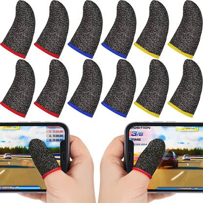 Shouten Thumb & Finger Sleeve for Pubg Mobile Game 6 Pairs Black & Yellow Finger Sleeve