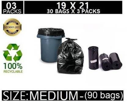 Vruta Premium Quality Biodegradable Garbage Bags ( 3 Roll ) 19 X 21 inch Medium 13 L Garbage Bag  Pack Of 90