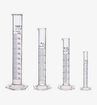 Spylx Borosilicate Glass Measuring Cylinder 10,25,50,100 ml, Pack of 4 Borosilicate Glass Graduated Cylinder