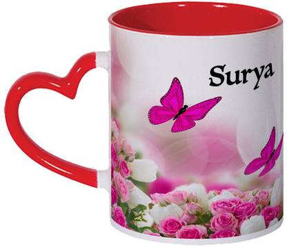 Wagwan Surya Name Gifts For Brother, Sister, Girlfriend, Boyfriend, Wife Beautiful Butterflies Printed MG20-1057 Ceramic Coffee Mug
