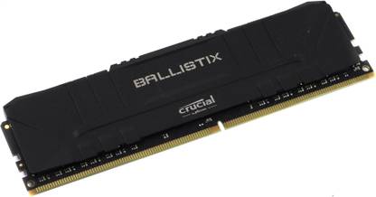 Crucial 2666Mhz Ballistix Performance Desktop & Gaming Memory (Black) (No RGB) with 10 Years Warranty DDR4 8 GB (Dual Channel) PC D RAM (BL8G26C16U4B- 8GB DDR4-2666)