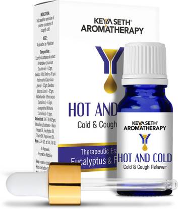 KEYA SETH AROMATHERAPY Hot and Cold-Congestion Reliever, Perfect for Steam Inhalation- Prevents Cold & Cough, Flu, Allergic Sneezing - Natural Therapeutic Essential Oil Blend Eucalyptus & Peppermint