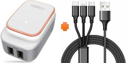Tessco 22 W 2 A Wall Charger for Mobile with Detachable Cable
