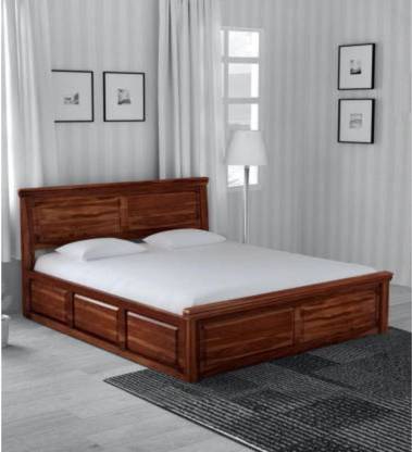 Choice Furniture Solid Wood Queen Box Bed (Finish Color - Honey Oak Finish) Solid Wood Queen Box Bed