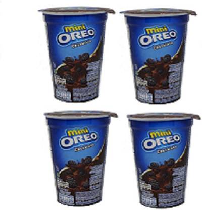 OREO Mini Chocolate Flavoured Cream Biscuit Cup, 4X63GM (Imported) (Pack Of 4) Cookies Biscuit