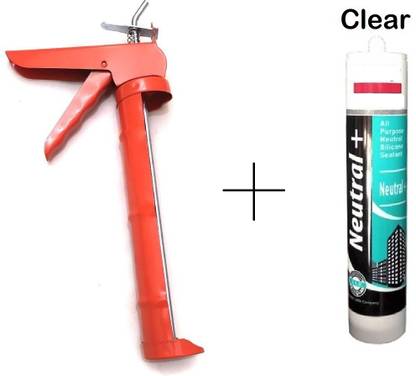 Trinity McCoy soudal Silicone Sealant (White) + Applicator Gun Crack Filler indoor out door (270 ml) Crack Filler