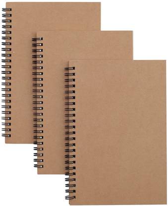 INNAXA 3 Packs Soft Cover Notebook with Lined Paper Brown Spiral Notebooks with 100 Ruled Pages 50 Sheets Memo Notepads for Home School Travel A5 Notebook Ruled 100 Pages