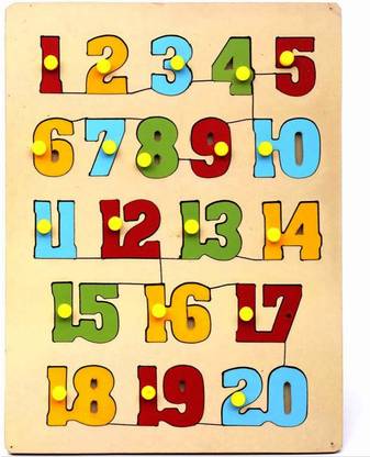 Saunidh Kids Wooden Toy 1-20 Counting Numbers Tray Puzzle for Kids Colorful Fun Learning Puzzle Tray with Knobs Number Shape Tray Best Gift for Nursery KG Students Early Learning Toy for Your Kids